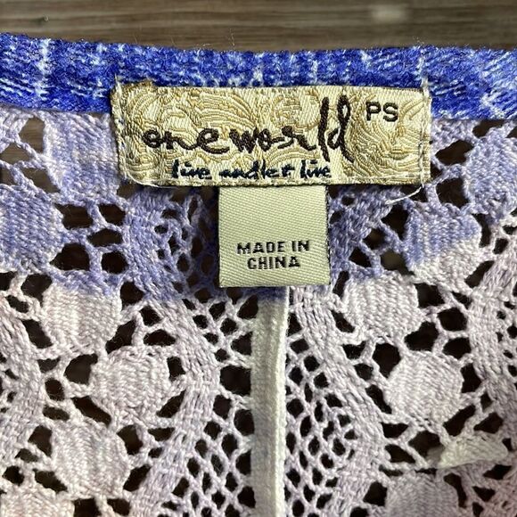 One World Ladies Sheer Blouse , Size Petite Small, Multicolor - Picture 4 of 7